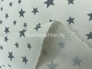 ФЛАНЕЛЬ (КР) ЗВЕЗДА СЕРАЯ на БЕЛОМ G1578/1