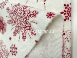 ФЛАНЕЛЬ (КР) FREEDOM СНЕЖИНКИ КРАС. на БЕЛОМ 100%ХБ 240СМ