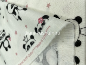 ФЛАНЕЛЬ (КР) FREEDOM ПАНДА РОЗОВЫЙ 100%ХБ 240СМ