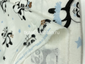 ФЛАНЕЛЬ (КР) FREEDOM ПАНДА ГОЛУБОЙ 100%ХБ 240СМ