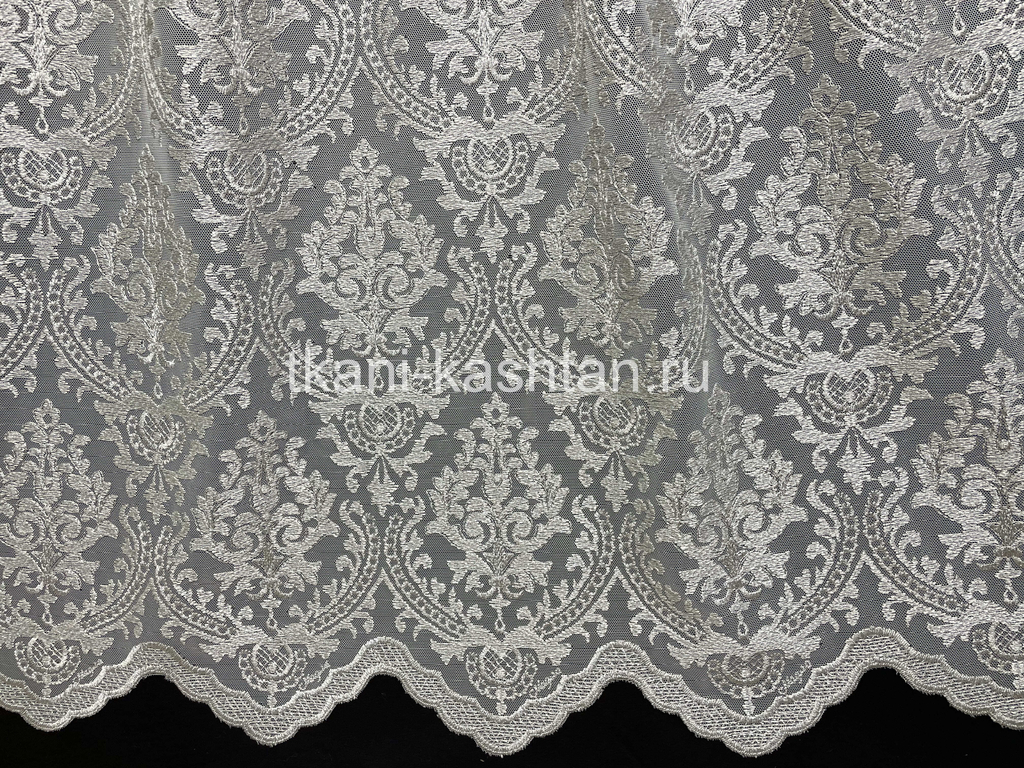 ТЮЛЬ (КР) СЕТКА ВЫШИВ. 25708/400-1 СЕРЕБРО 300СМ