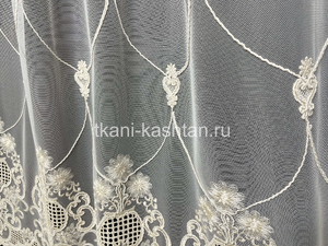 ТЮЛЬ СЕТКА (КР) ВЫШИВ. ГРЕК 9241110 КРЕМ 315СМ