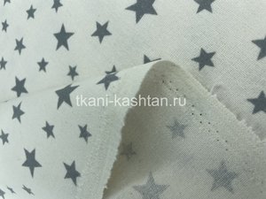 ФЛАНЕЛЬ (КР) ЗВЕЗДА СЕРАЯ на БЕЛОМ G1578/1