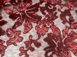 ГИПЮР (КР) ПАЙЕТКИ ТЕМ.КРАСНЫЙ УЗОРЫ 120СМ
