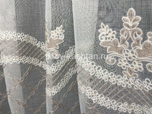 ТЮЛЬ (КР)ЛЕН ВЫШИВ.  19062/12 СВ.БЕЖЕВЫЙ 300СМ