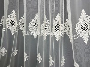 ТЮЛЬ (КР) СЕТКА ГРЕК ВЫШИВ. 9242174/013 МОЛОЧНЫЙ 315СМ