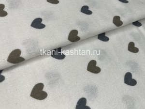 ФЛАНЕЛЬ (КР) ЦВЕТ. 2832/5 СЕРДЦА БЕЖ/СЕРЫЙ