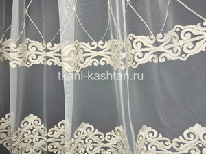 ТЮЛЬ (КР) СЕТКА ГРЕК ВЫШИВ. 9241932/156 БЕЖЕВЫЙ 315СМ