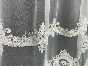 ТЮЛЬ (КР) СЕТКА ВЫШИВ. ГРЕК 924888 МОЛОЧНЫЙ 315СМ