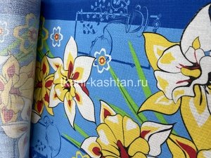 ТКАНЬ (КР) ПОЛОТЕНЕЧНАЯ ВАФ. НАБ. НАРЦИС на ГОЛУБОМ 40СМ