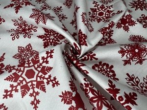 ДРАЛОН (КР) ТЕФЛОН 1549/8 СНЕЖИНКА КРАСНАЯ НА БЕЛОМ 180СМ