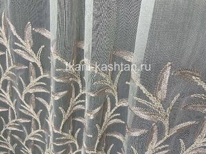 ТЮЛЬ (КР) ВЫШИВКА КОРД БАМБУК 5591 ПУДРА